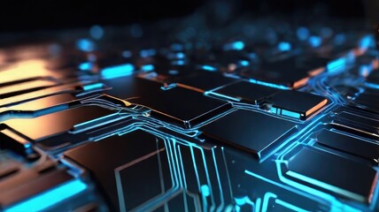 Obraz premium abstract lines and cubes rendering of technology background