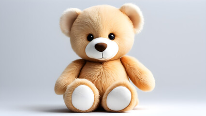 A teddy bear doll on a solid color background, a Children's Day gift