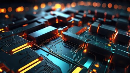 abstract lines and cubes rendering of technology background