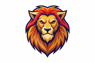  Lion beard logo, vibrant color vector illustration