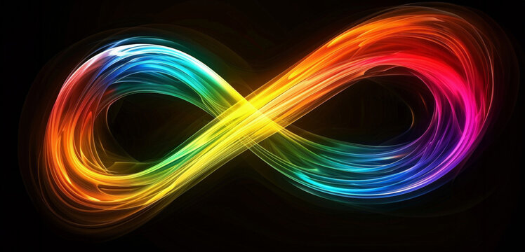 Abstract infinity symbol with vibrant rainbow colors