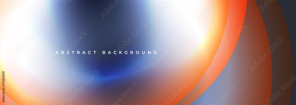 Aufkleber Curved gradient vector background. Blue, orange white abstract glowing color gradient wave banner. Blurred soft blend color gradation minimalist backdrop. Vector illustration