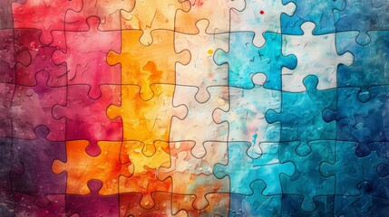 Abstract puzzle pieces symbolizing Autism awareness on creative background - obrazy, fototapety, plakaty