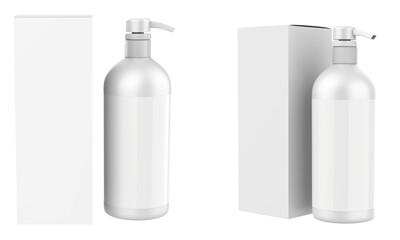 Realistic Cosmetic bottle can sprayer container. Dispenser for cream, soups, and other cosmetics With lid and without. Template For Mock up Your Design. 3D illustration