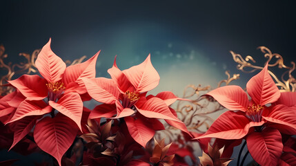 Red poinsettia flower ornaments