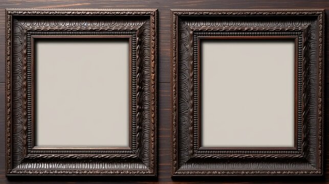 carvings brown picture frame