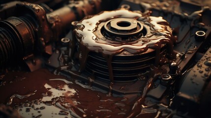 Fototapeta na wymiar crack car leaking oil