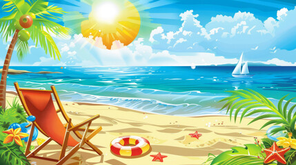 Fototapeta na wymiar Summer dreams - sun, sky, sea, sand.