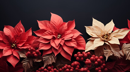 Red poinsettia flower ornaments