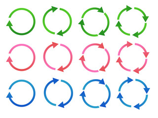 回転するグラデーションな矢印のセット
