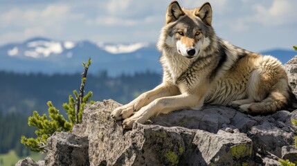 yellow grey wolf yellowstone
