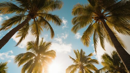 Fototapeta na wymiar oasis sun palm trees