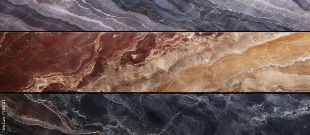 Poster a detailed view of a polished marble surface showcasing an array of colors and shades in a macro sho