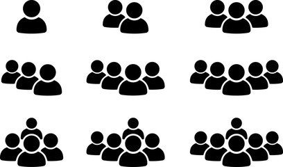 Set of flat icons of people as concept of leader of team or social group