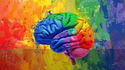 Colorful brain artwork showcasing LGBT flag colors