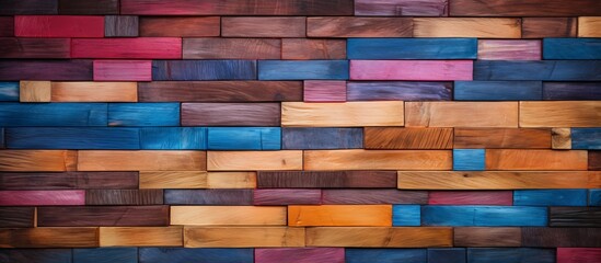 Detailed view of a wooden wall displaying an array of different hues and shades in a close-up shot