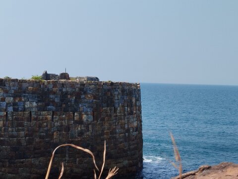 Sindhudurg Fort with Arabian sea in background. Sindhudurg fort is in malwan of kokan region of the Maharashtra and built by Shivaji Maharaj in 17th century. 