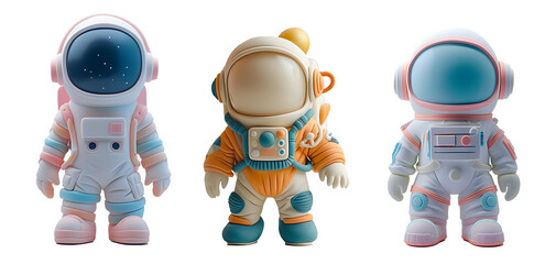 Cute astronaut cartoon is standing on isolated transparent background. - 776840283
