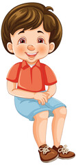 Vector illustration of a cheerful young boy sitting. - 776840401