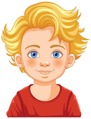 Illustration of a cheerful young boy with blue eyes - 776840602