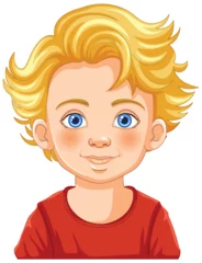 Deurstickers Kinderen Illustration of a cheerful young boy with blue eyes