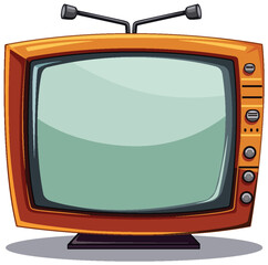 Colorful vector of a vintage TV with antenna - 776840624