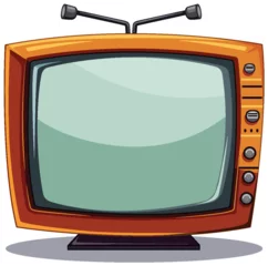 Deurstickers Kinderen Colorful vector of a vintage TV with antenna