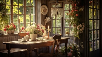 Fototapeta na wymiar dg blurred cottage interior In