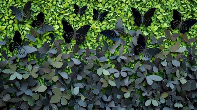 Die-cut artwork on green grass wall, ideal for environmental designs