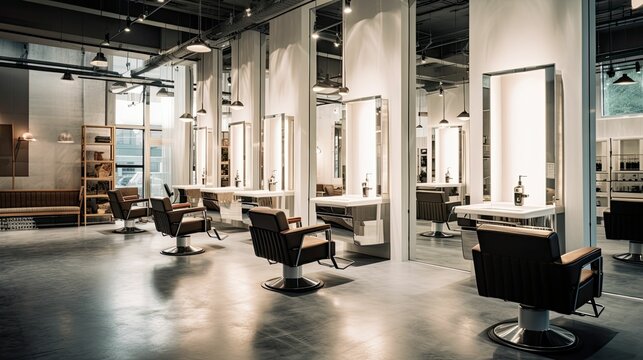 bustling blurred hair salon interior