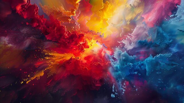 Bold splashes of vibrant tones creating an ethereal explosion of color.