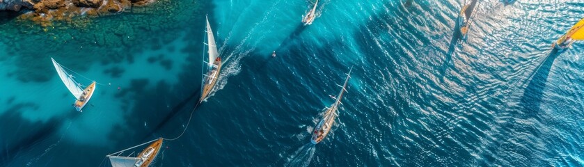 Yacht club regatta from above