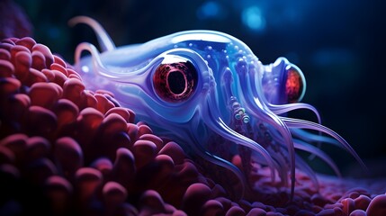 Fantastical Undersea Creature Conjured by Futuristic Nanotechnology - obrazy, fototapety, plakaty