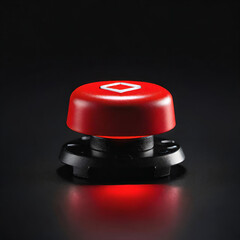 Close up of a red button on a black background