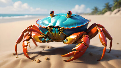 Mixed color crab on the beach