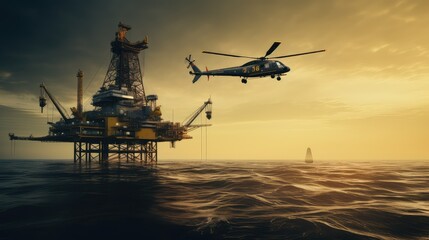 massive offshore oil rig - obrazy, fototapety, plakaty