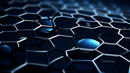 Naklejka premium Futuristic Graphene Molecular Lattice in Blue Tones Nanotechnology Abstract Background