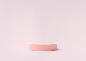 3D empty pastel pink podium on soft pink background, product display scene for product placement - 776850888