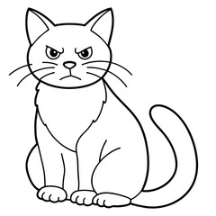 Angry Cat Sitting Vector Illustration