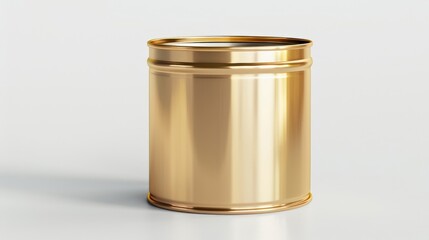 Isolated golden tin can on a white background