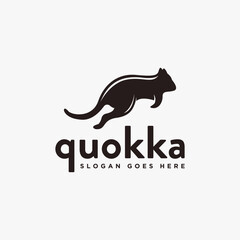 Jumping Quokka logo vector template on white background