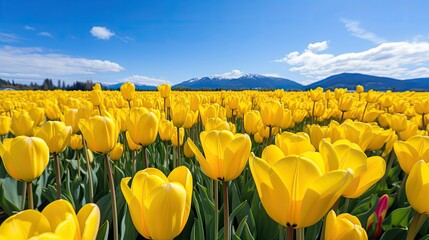 field yellow tulips