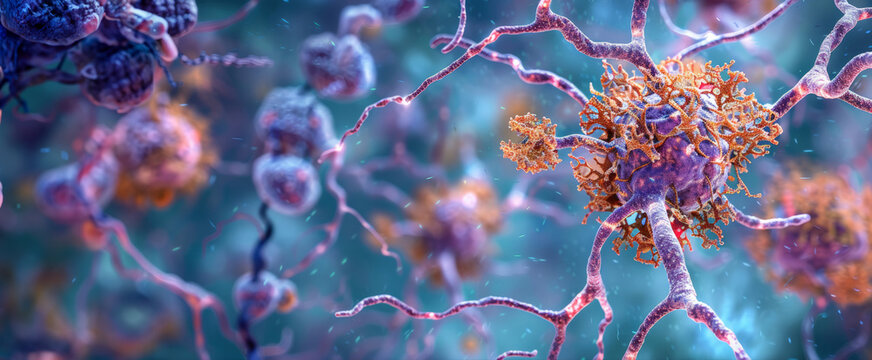 Microscopic view of amyloid plaques in Alzheimers disease