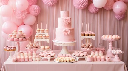 Obraz na płótnie Canvas dessert pink baby shower