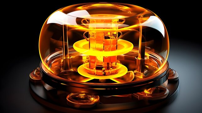 Illuminating the Future A Futuristic D Model of a Glowing Nuclear Reactor Core Showcasing Advancements in Uranium and Plutonium Fission