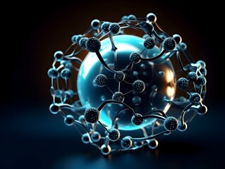Nano Particle Molecule Depicting Futuristic Biotechnology and Nanotechnology Concepts
