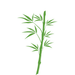 Bamboo leaves icon over white background, silhouette style, vector illustration