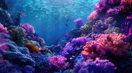 Fototapeta na wymiar A vibrant coral reef teeming with life, showcasing the vibrant colors and intricate patterns of underwater creatures in their natural habitat.