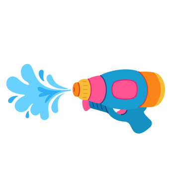 Water gun with water splash illustration
