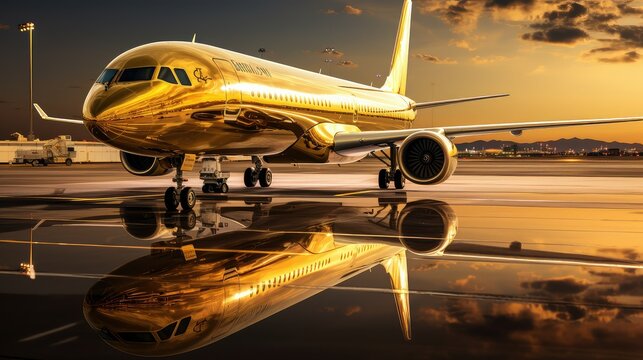 aircraft golden airplane